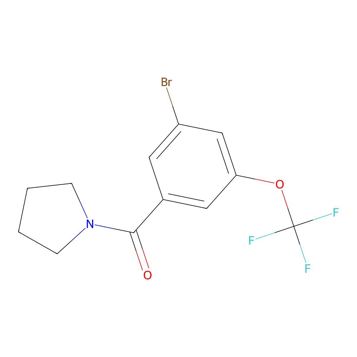 (3-Bromo-5-(trifluoromethoxy)phenyl)(pyrrolidin-1-yl)methanone molecular structure, CAS 1225280-55-6
