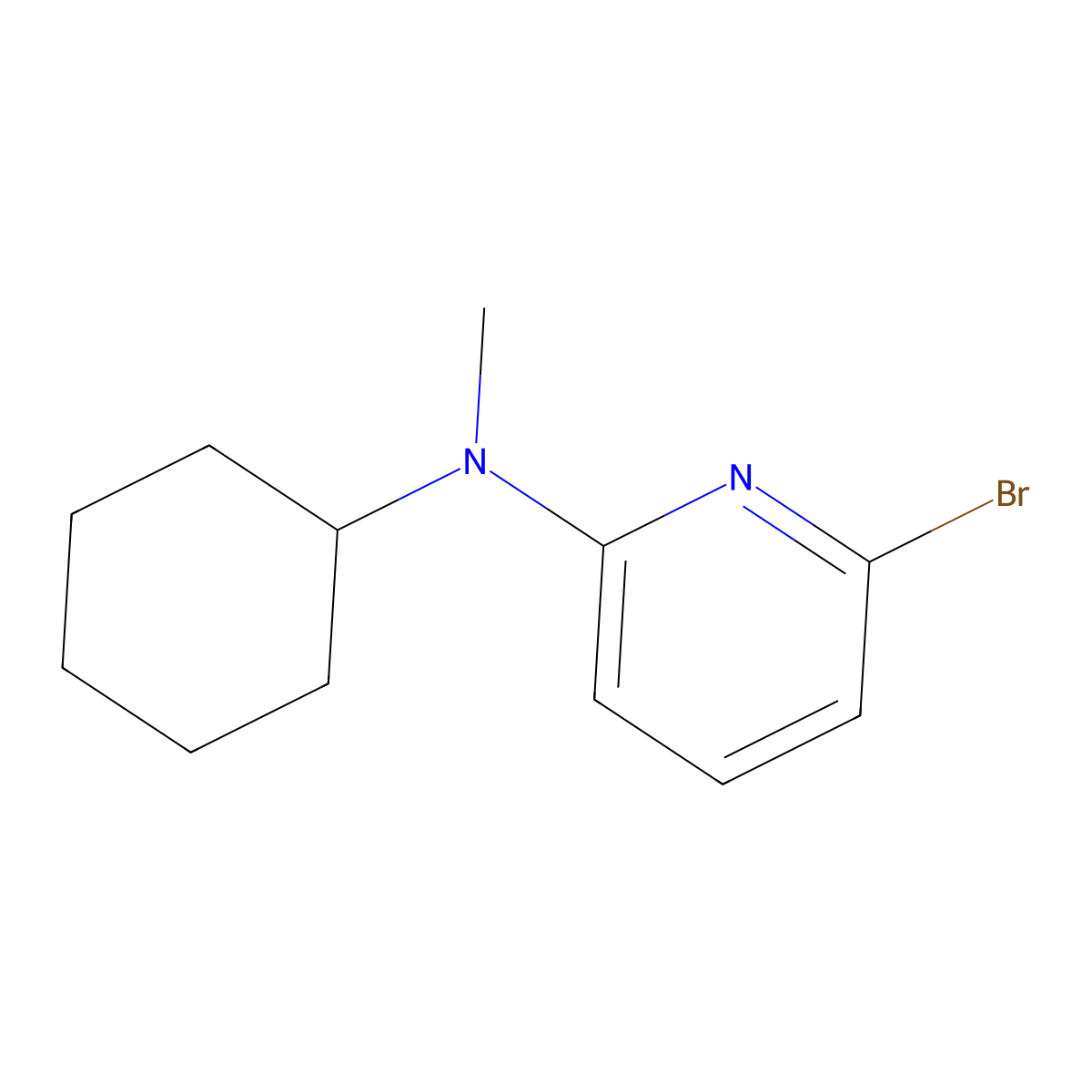 6-bromo-N-cyclohexyl-N-methylpyridin-2-amine molecular structure, CAS 1225280-81-8