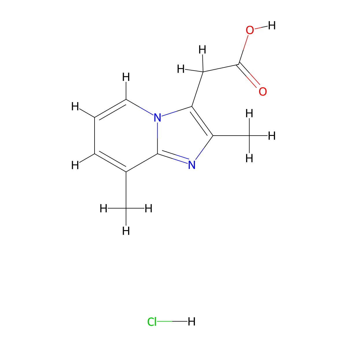 2-{2,8-Dimethylimidazo[1,2-a]pyridin-3-yl}acetic acid hydrochloride molecular structure, CAS 1225286-54-3