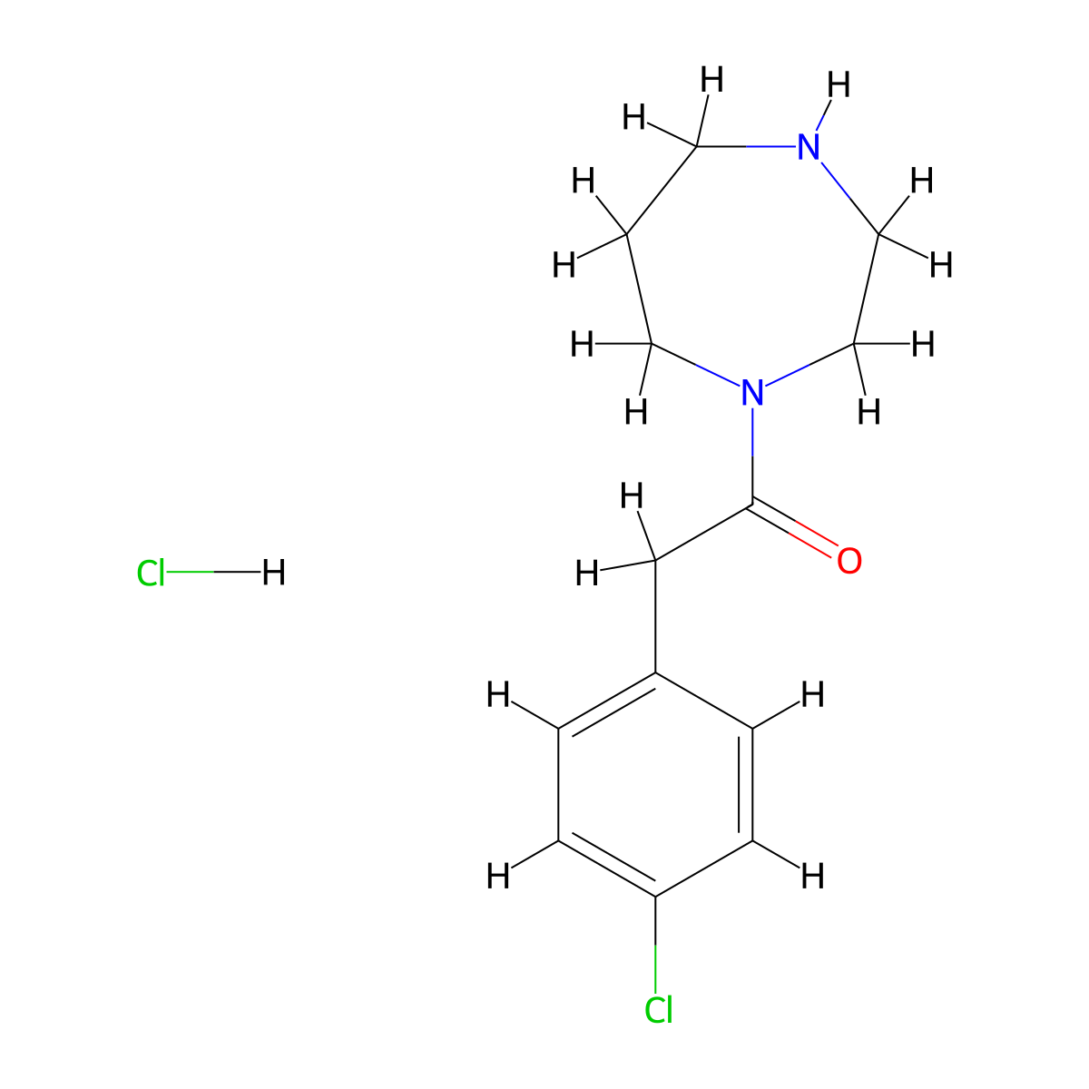2-(4-Chlorophenyl)-1-(1,4-diazepan-1-yl)ethan-1-one hydrochloride molecular structure, CAS 1225290-82-3