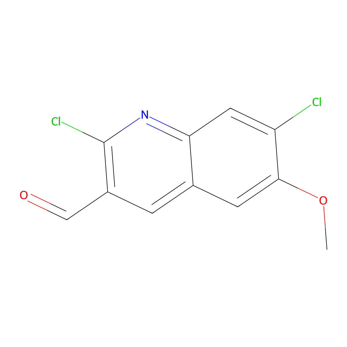 2,7-Dichloro-6-methoxyquinoline-3-carbaldehyde molecular structure, CAS 1225291-14-4