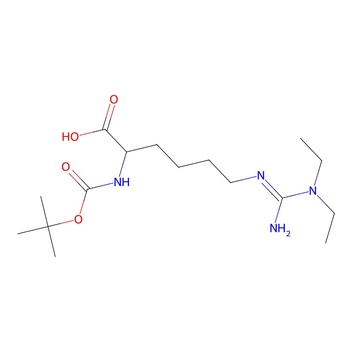 (S)-2-((tert-Butoxycarbonyl)amino)-6-(3,3-diethylguanidino)hexanoic acid molecular structure, CAS 122532-94-9