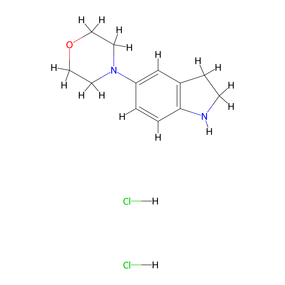 5-(morpholin-4-yl)-2,3-dihydro-1H-indole dihydrochloride molecular structure, CAS 1225326-50-0