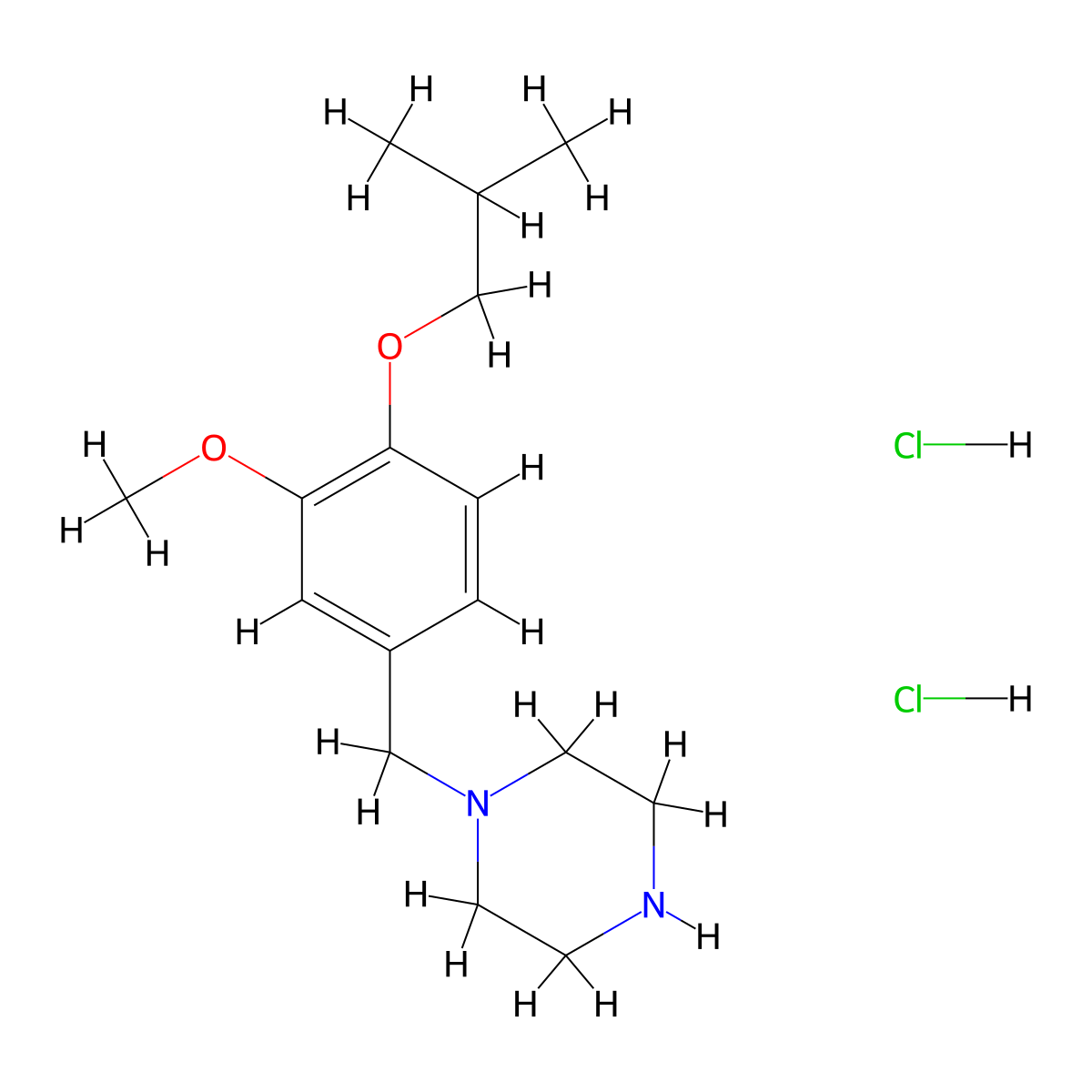 1-{[3-Methoxy-4-(2-methylpropoxy)phenyl]methyl}piperazine dihydrochloride molecular structure, CAS 1225326-77-1