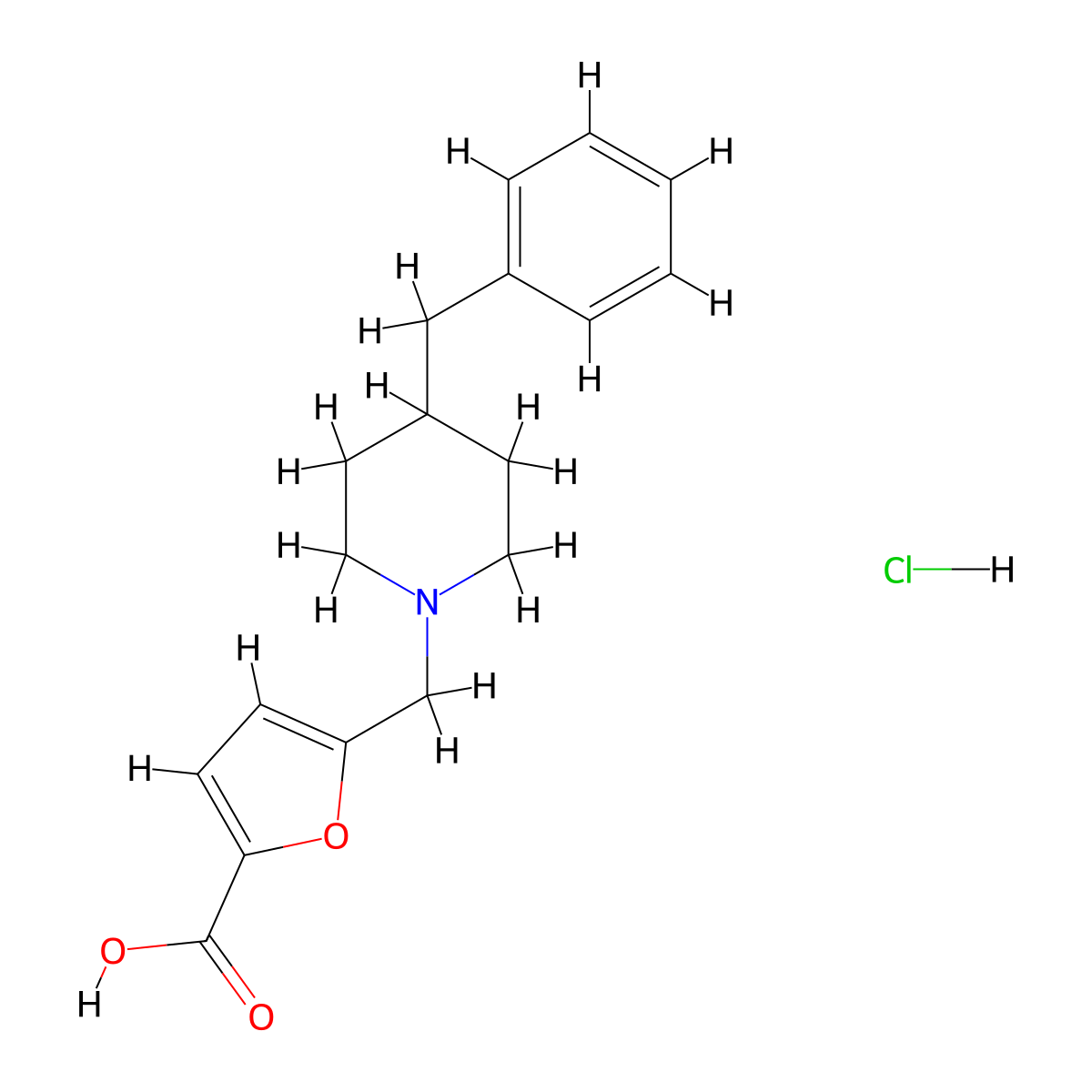 5-[(4-Benzylpiperidin-1-yl)methyl]furan-2-carboxylic acid hydrochloride molecular structure, CAS 1225328-25-5