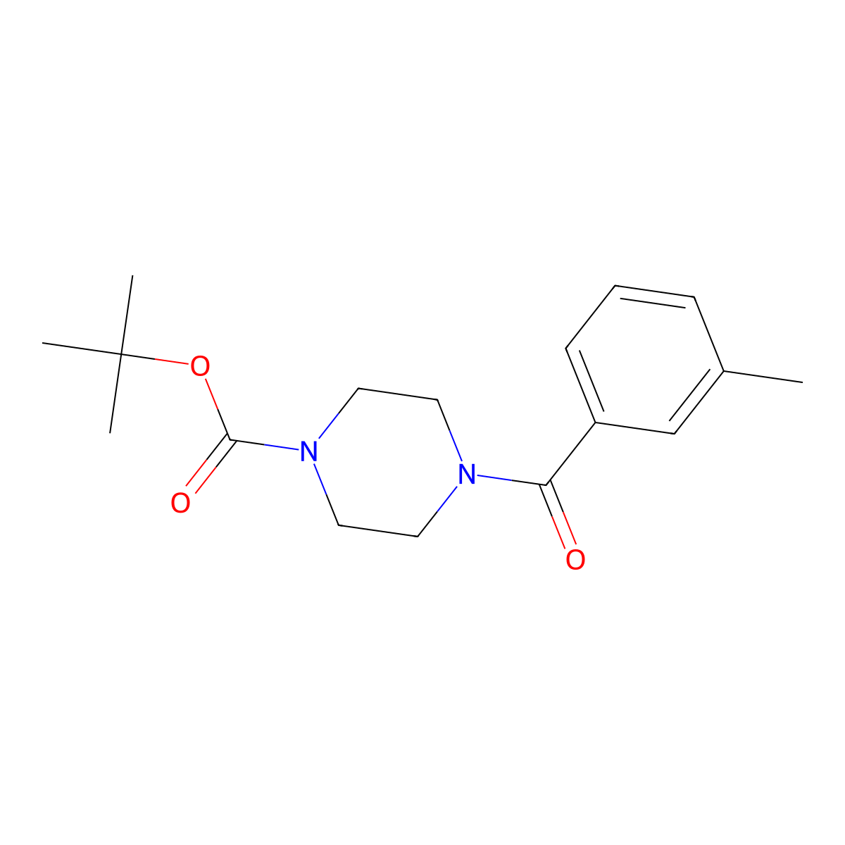 Tert-butyl 4-(3-methylbenzoyl)piperazine-1-carboxylate molecular structure, CAS 1225329-71-4
