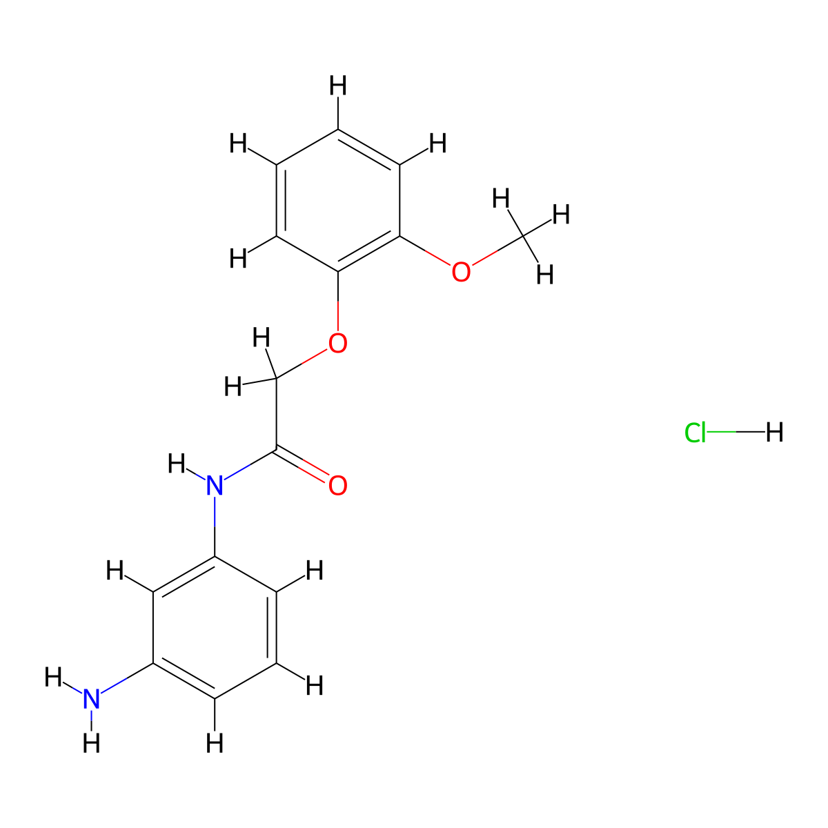 N-(3-aminophenyl)-2-(2-methoxyphenoxy)acetamide hydrochloride molecular structure, CAS 1225331-08-7