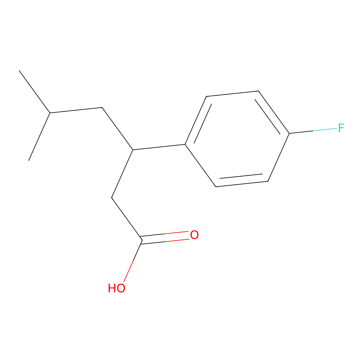 3-(4-Fluorophenyl)-5-methylhexanoic acid molecular structure, CAS 1225331-29-2