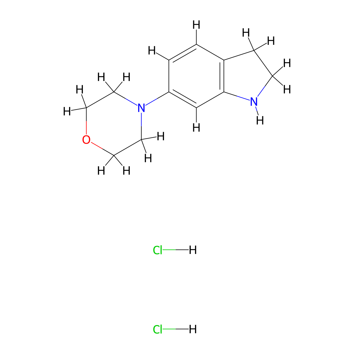 6-(morpholin-4-yl)-2,3-dihydro-1H-indole dihydrochloride molecular structure, CAS 1225331-79-2
