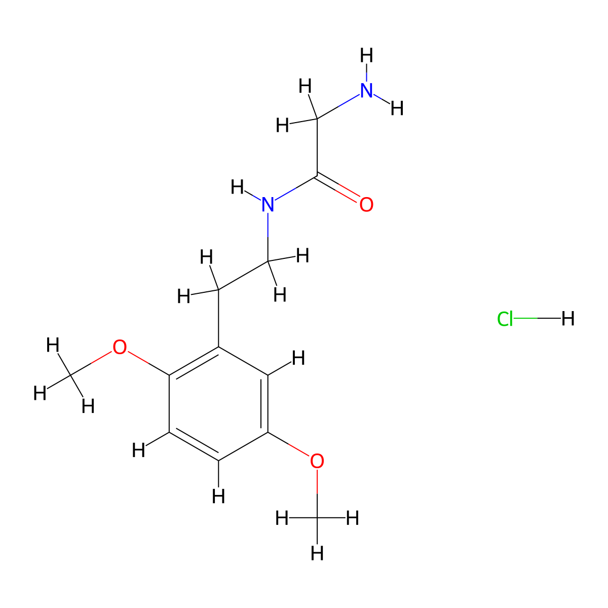 2-amino-N-[2-(2,5-dimethoxyphenyl)ethyl]acetamide hydrochloride molecular structure, CAS 1225332-65-9