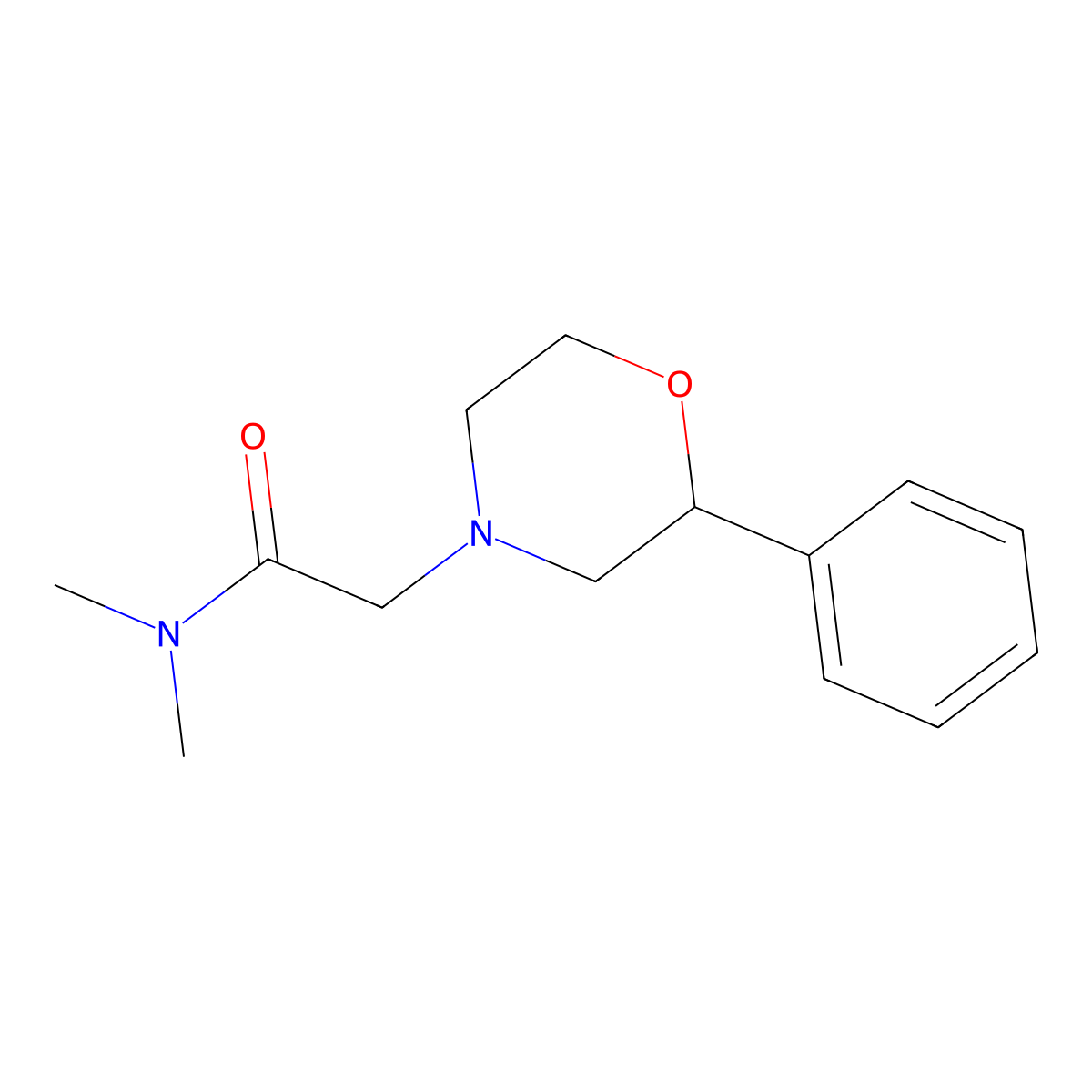 N,N-dimethyl-2-(2-phenylmorpholin-4-yl)acetamide molecular structure, CAS 1225334-82-6