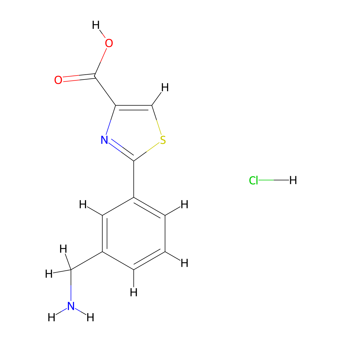 2-[3-(Aminomethyl)phenyl]-1,3-thiazole-4-carboxylic acid hydrochloride molecular structure, CAS 1225334-84-8