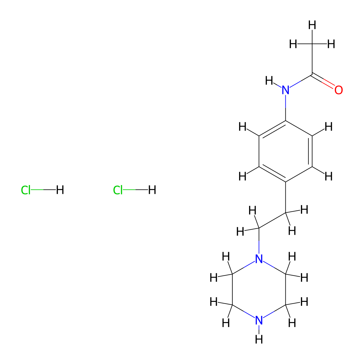 N-(4-(2-(Piperazin-1-yl)ethyl)phenyl)acetamide dihydrochloride molecular structure, CAS 1225335-10-3