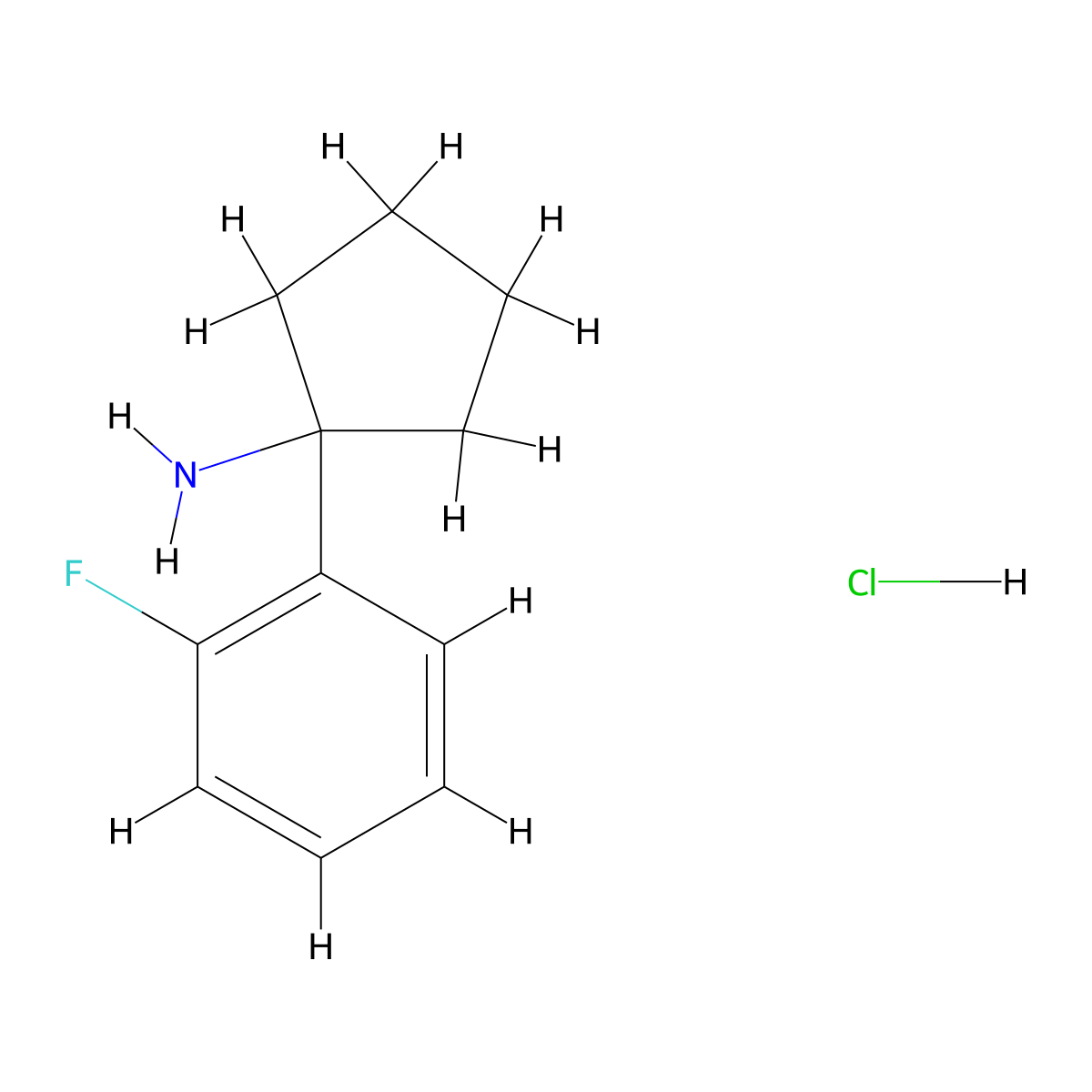 1-(2-Fluorophenyl)cyclopentan-1-amine hydrochloride molecular structure, CAS 1225335-98-7
