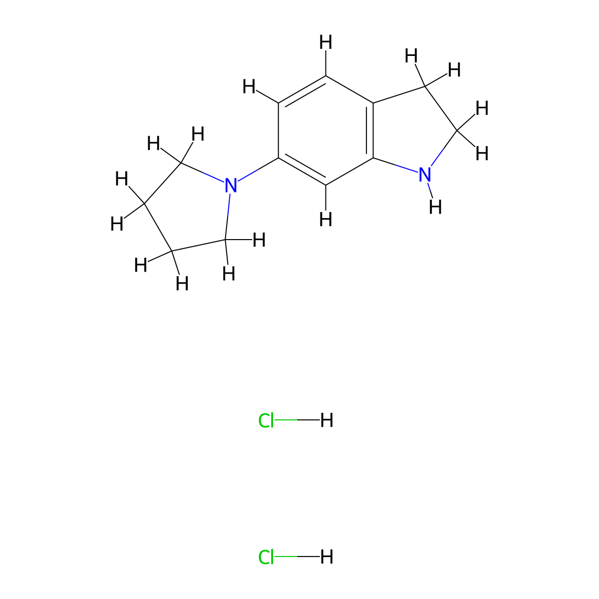 6-(pyrrolidin-1-yl)-2,3-dihydro-1H-indole dihydrochloride molecular structure, CAS 1225337-85-8