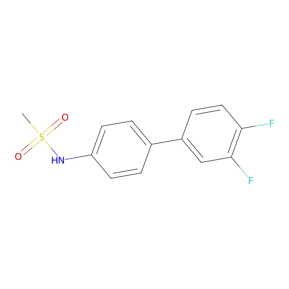 N-[4-(3,4-difluorophenyl)phenyl]methanesulfonamide molecular structure, CAS 1225338-33-9