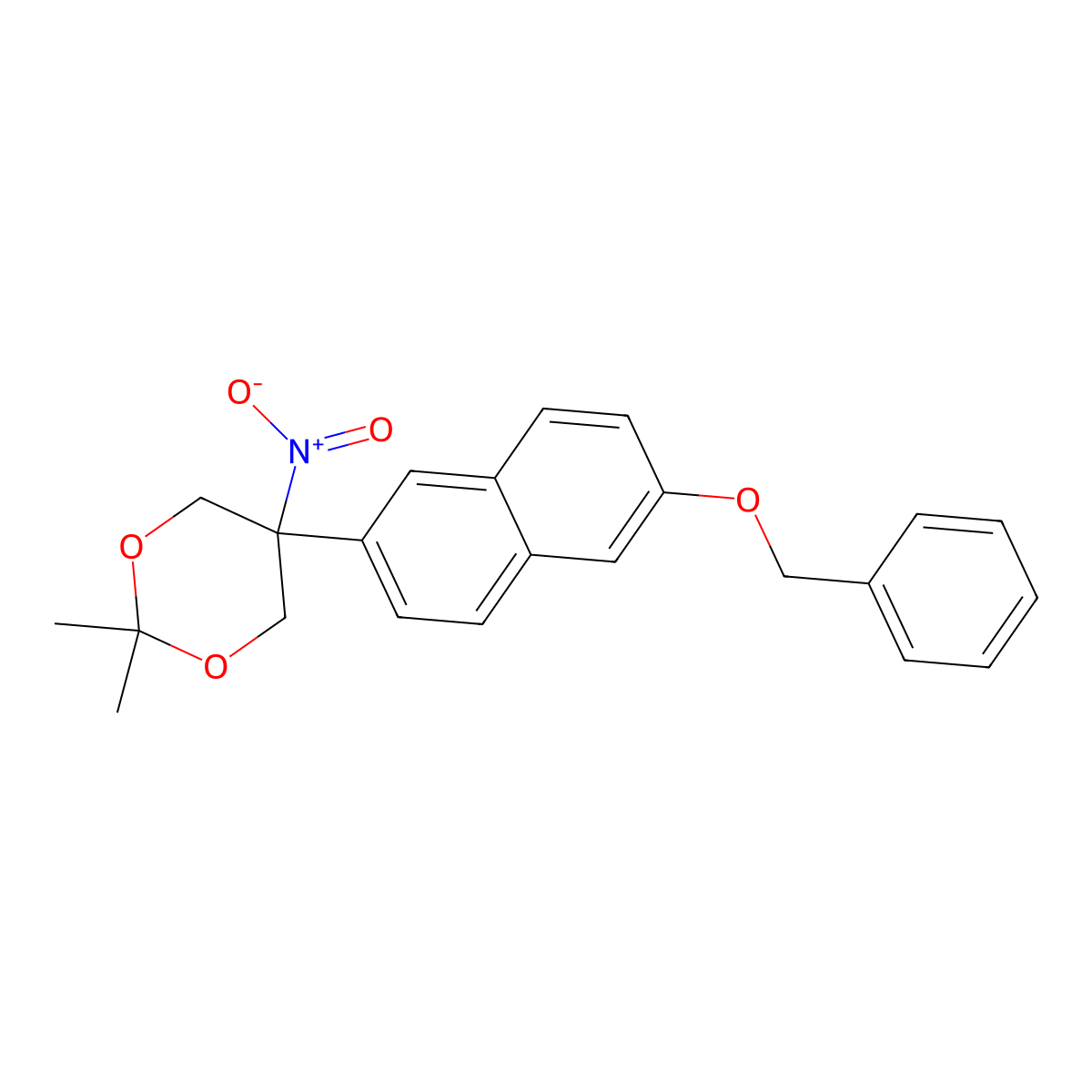 5-(6-(Benzyloxy)naphthalen-2-yl)-2,2-dimethyl-5-nitro-1,3-dioxane molecular structure, CAS 1225347-11-4