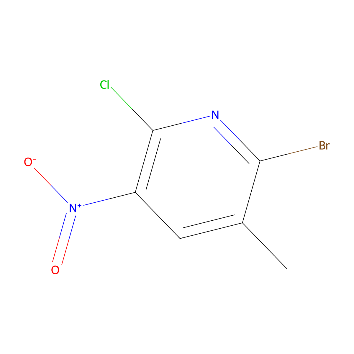 2-Bromo-6-chloro-3-methyl-5-nitropyridine molecular structure, CAS 1225348-48-0