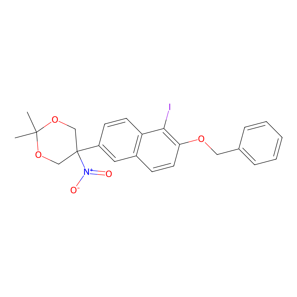 5-(6-(Benzyloxy)-5-iodonaphthalen-2-yl)-2,2-dimethyl-5-nitro-1,3-dioxane molecular structure, CAS 1225349-42-7