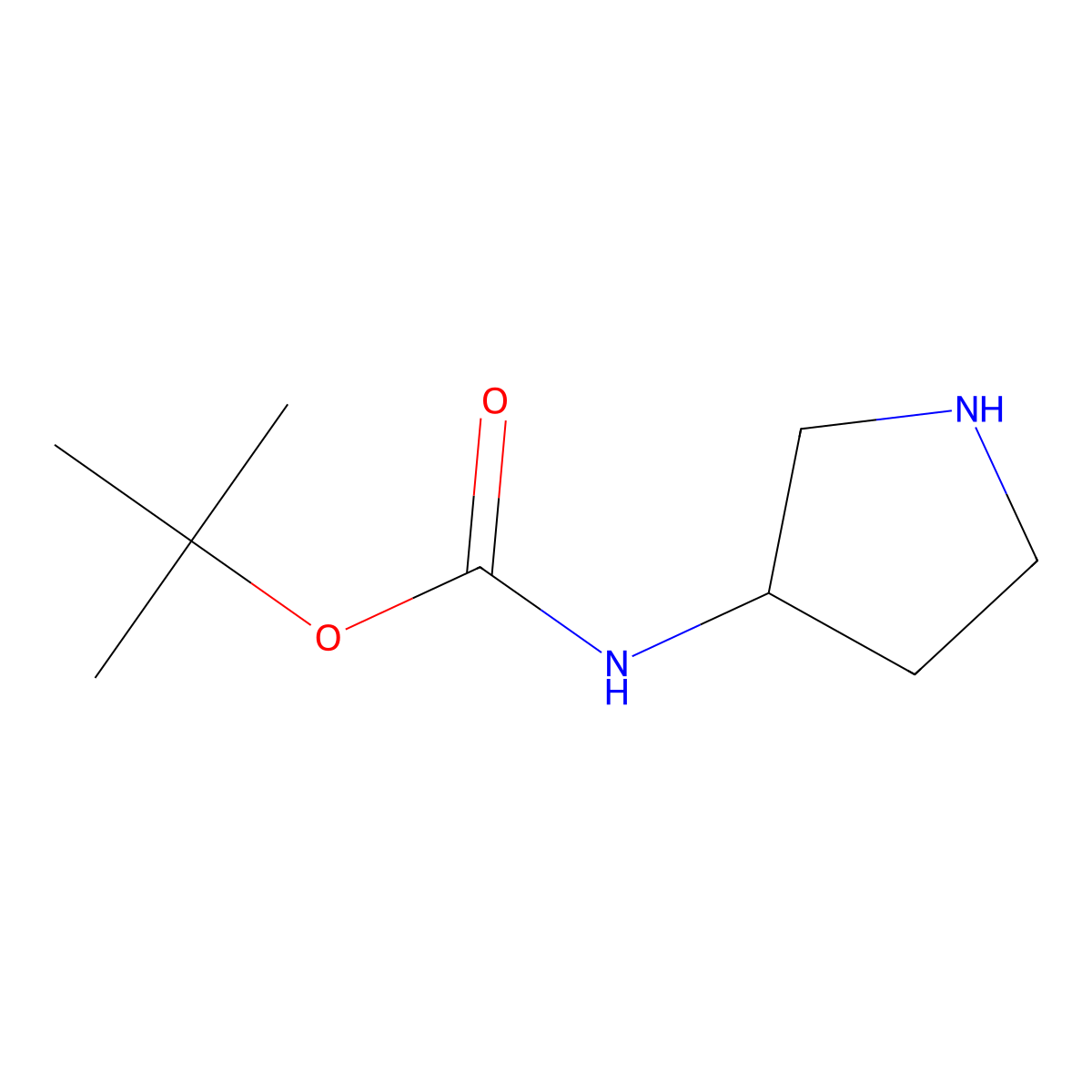 (3R)-(+)-3-(tert-Butoxycarbonylamino)pyrrolidine molecular structure, CAS 122536-77-0