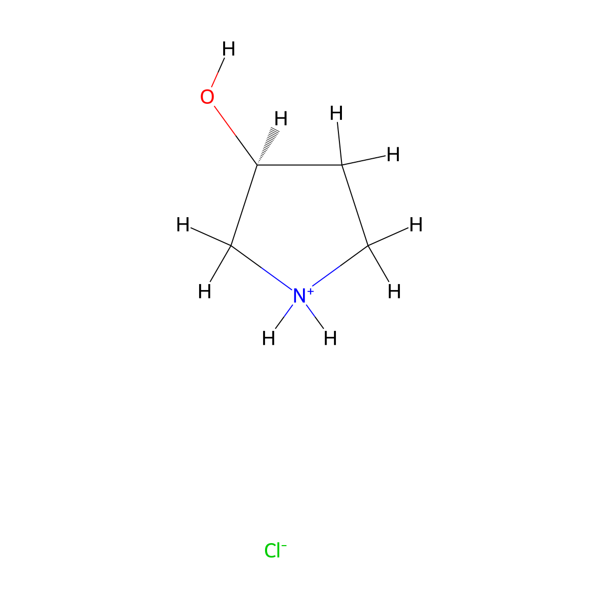(3S)-pyrrolidin-1-ium-3-ol chloride molecular structure, CAS 122536-94-1