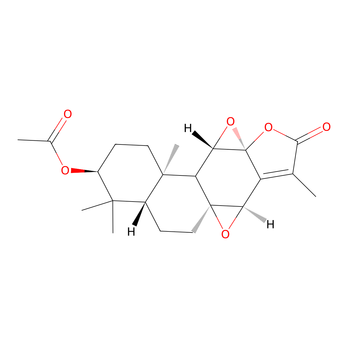 [(1S,3R,8S,10S,12R,15S,17S)-5,12,16,16-tetramethyl-6-oxo-2,7,9-trioxahexacyclo[9.8.0.01,3.04,8.08,10.012,17]nonadec-4-en-15-yl] acetate molecular structure, CAS 122537-60-4