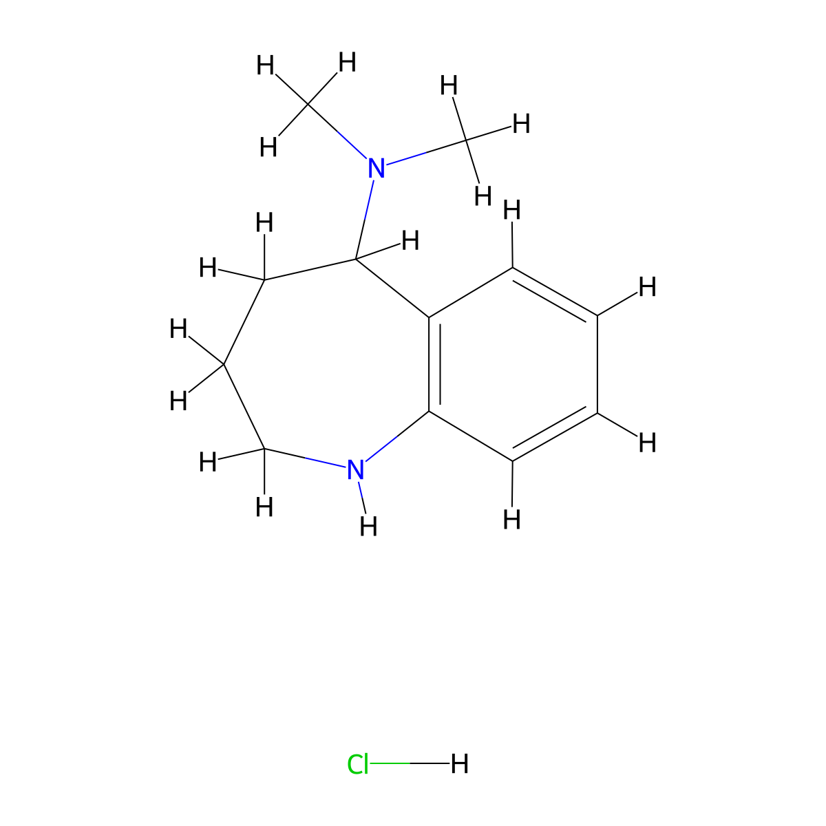 N,N-diMethyl-2,3,4,5-tetrahydro-1H-benzo[b]azepin-5-aMine hydrochloride molecular structure, CAS 1225373-40-9