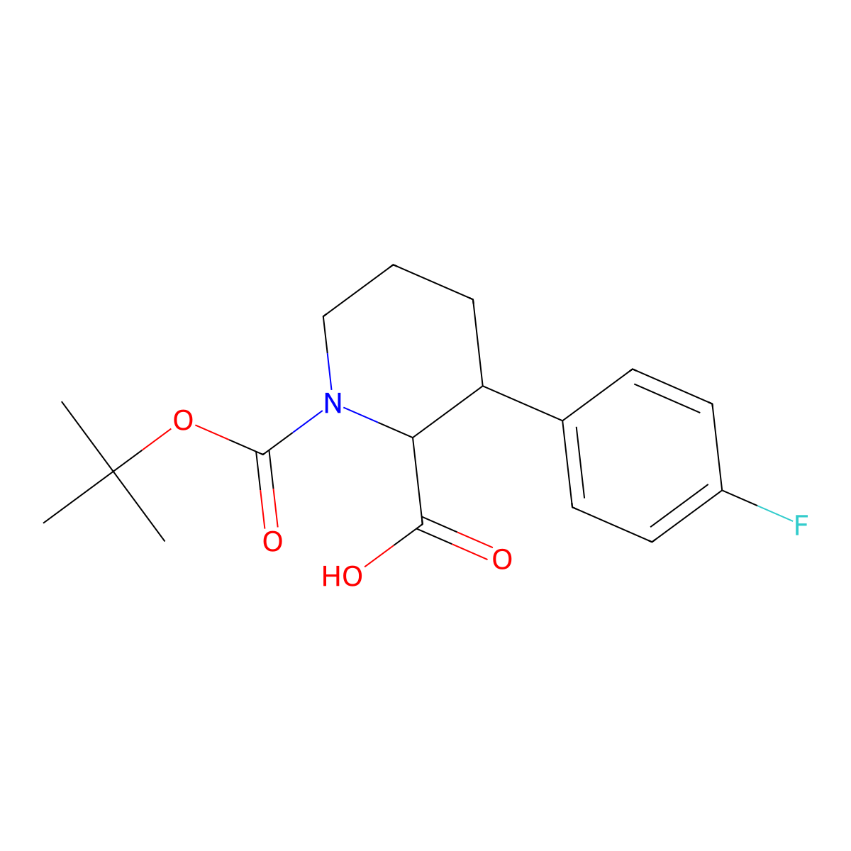 (2S,3S)-1-(tert-butoxycarbonyl)-3-(4-fluorophenyl)piperidine-2-carboxylic acid molecular structure, CAS 1225381-92-9