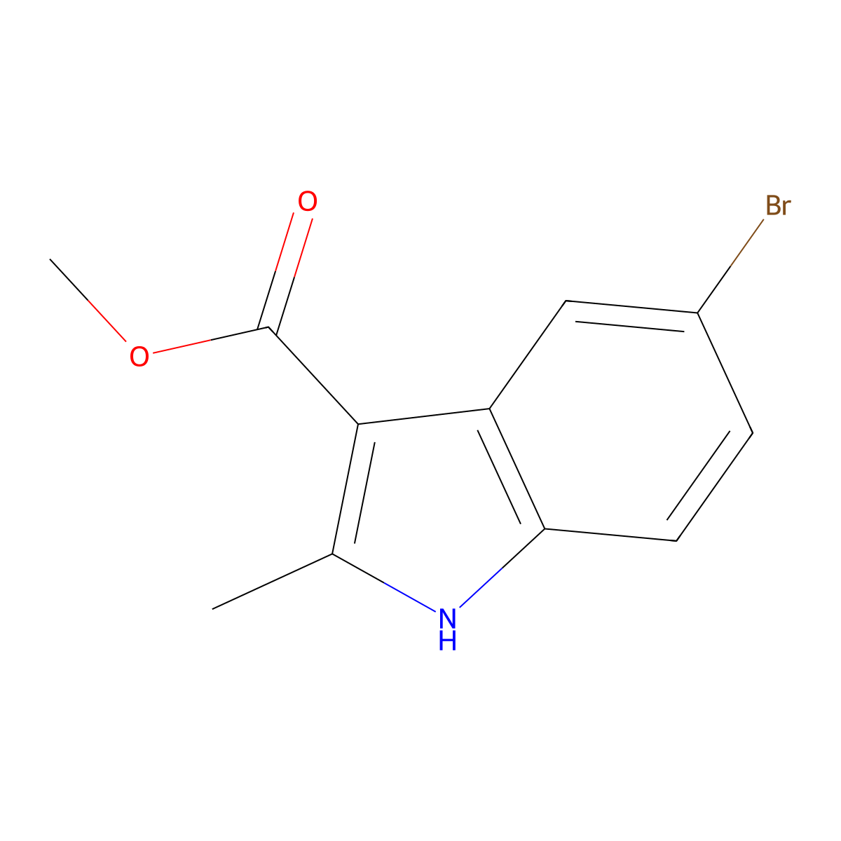 methyl 5-bromo-2-methyl-1H-indole-3-carboxylate molecular structure, CAS 1225382-91-1