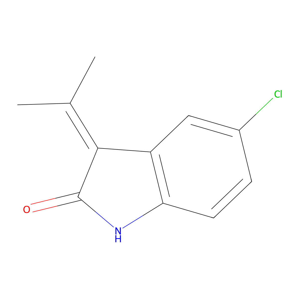 5-chloro-3-(propan-2-ylidene)-2,3-dihydro-1H-indol-2-one molecular structure, CAS 1225386-83-3