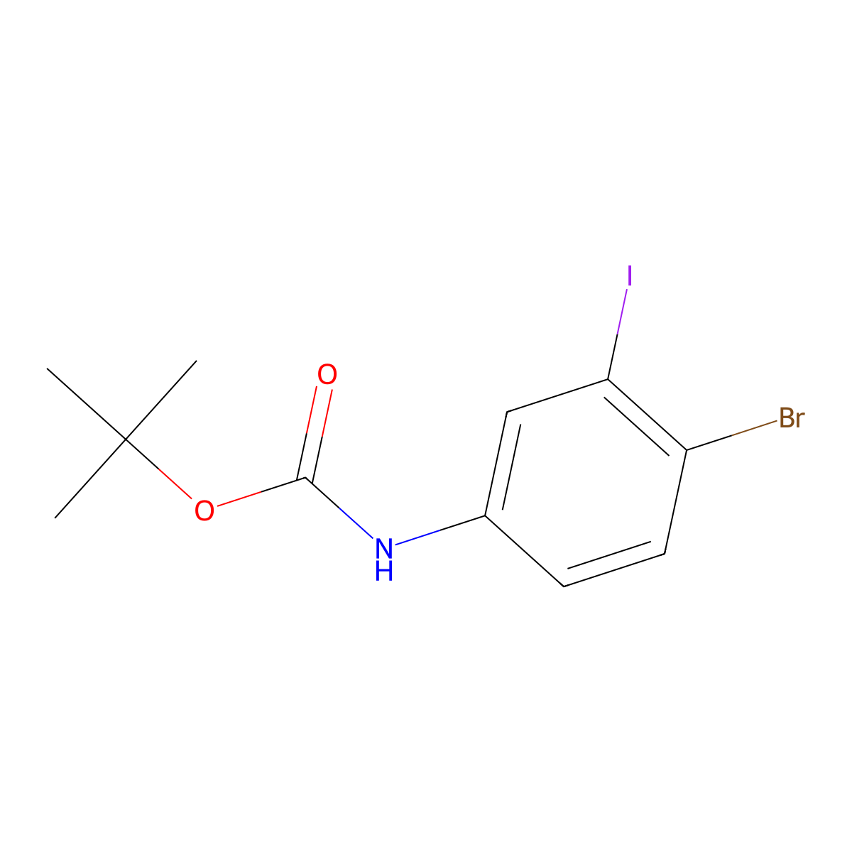 Tert-butyl 4-bromo-3-iodophenylcarbamate molecular structure, CAS 1225389-44-5