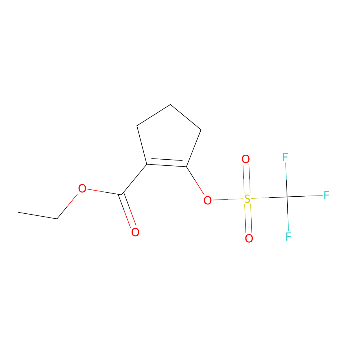 Ethyl 2-(((trifluoromethyl)sulfonyl)oxy)cyclopent-1-enecarboxylate molecular structure, CAS 122539-74-6