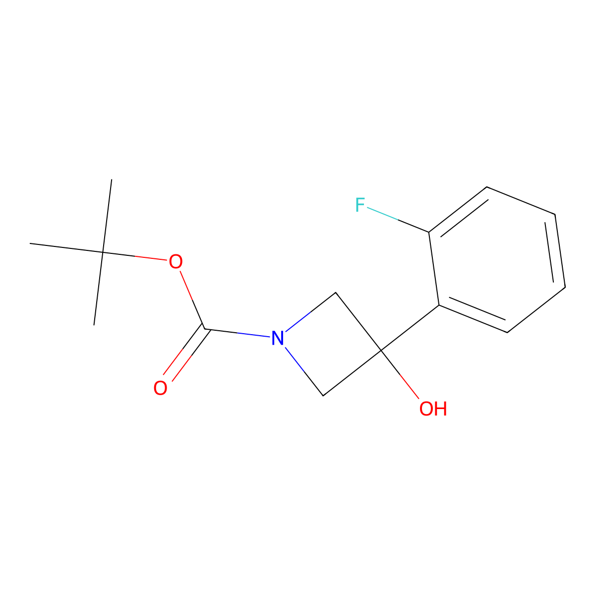Tert-butyl 3-(2-fluorophenyl)-3-hydroxyazetidine-1-carboxylate molecular structure, CAS 1225439-46-2