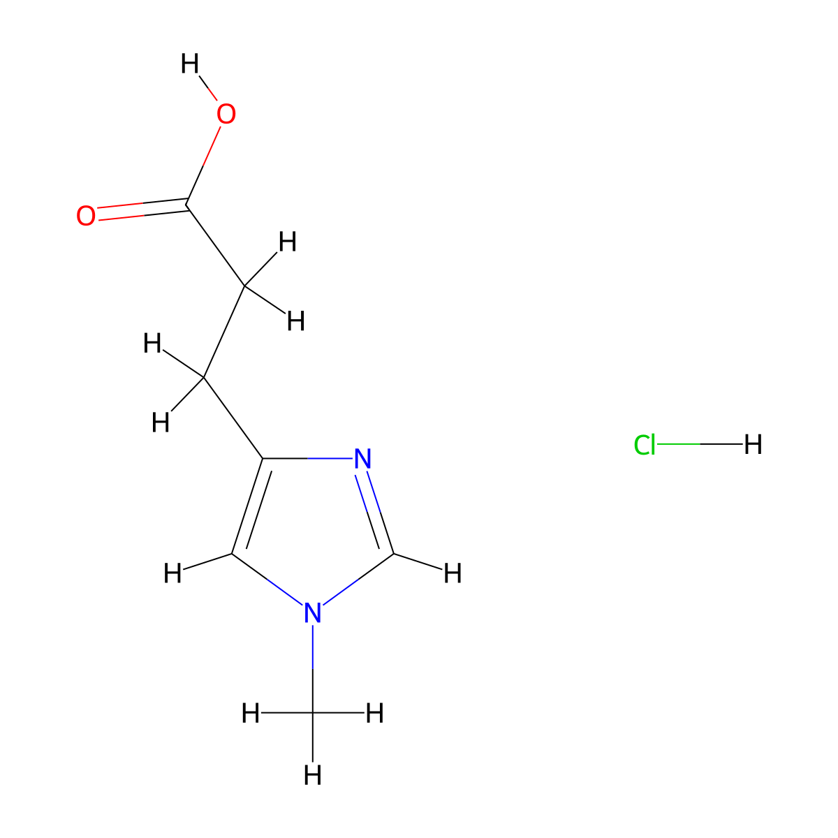 3-(1-methyl-1H-imidazol-4-yl)propanoic acid hydrochloride molecular structure, CAS 1225439-53-1