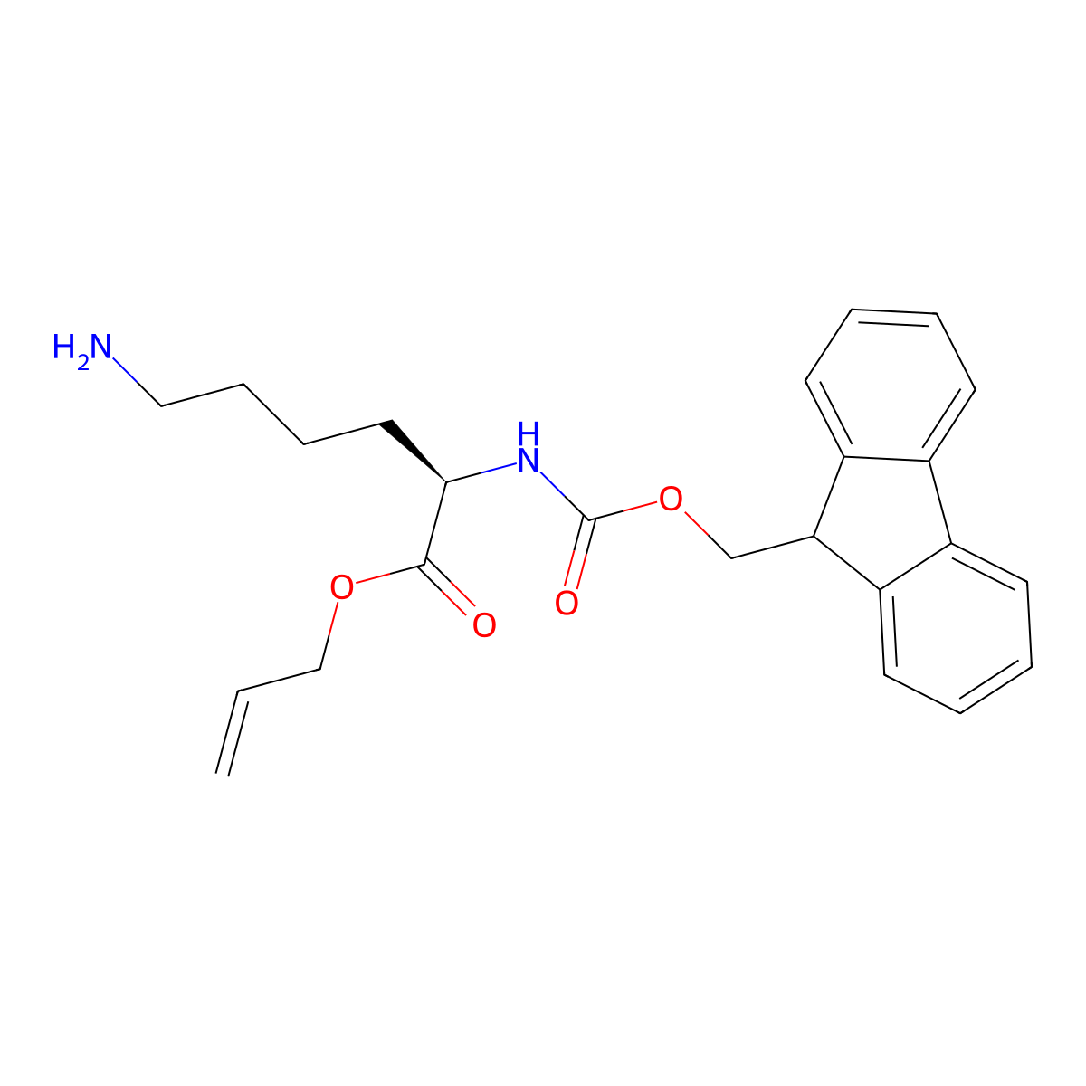 Allyl (((9H-fluoren-9-yl)methoxy)carbonyl)-D-lysinate molecular structure, CAS 1225440-23-2