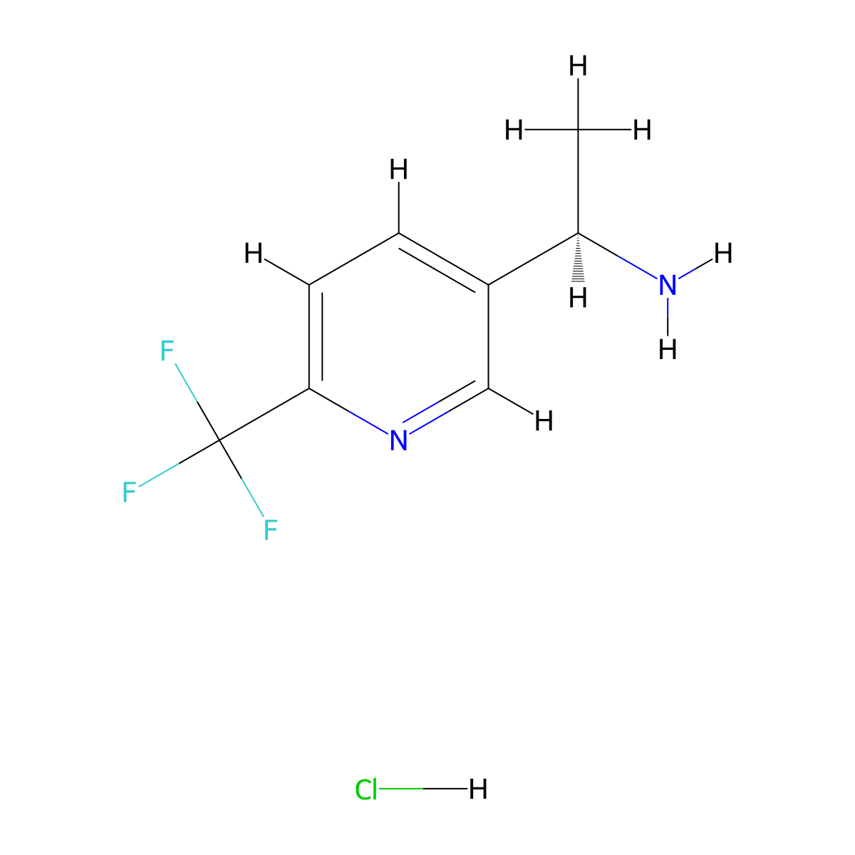 (1R)-1-[6-(Trifluoromethyl)pyridin-3-YL]ethanamine hcl molecular structure, CAS 1225462-33-8