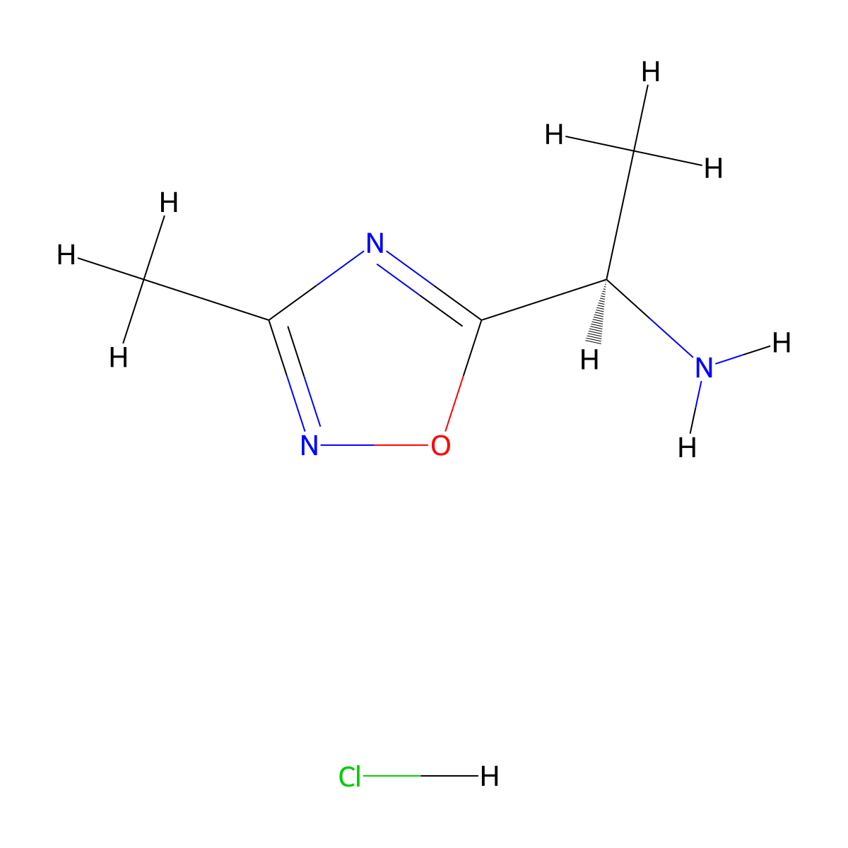 (R)-1-(3-Methyl-1,2,4-oxadiazol-5-yl)ethanamine hydrochloride molecular structure, CAS 1225462-36-1
