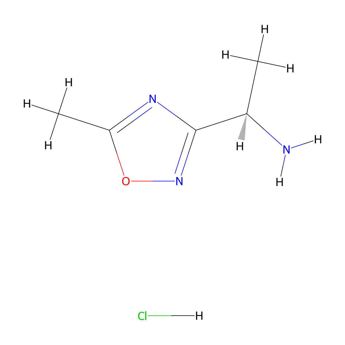 (R)-1-(5-methyl-1,2,4-oxadiazol-3-yl)ethanamine hydrochloride molecular structure, CAS 1225462-38-3
