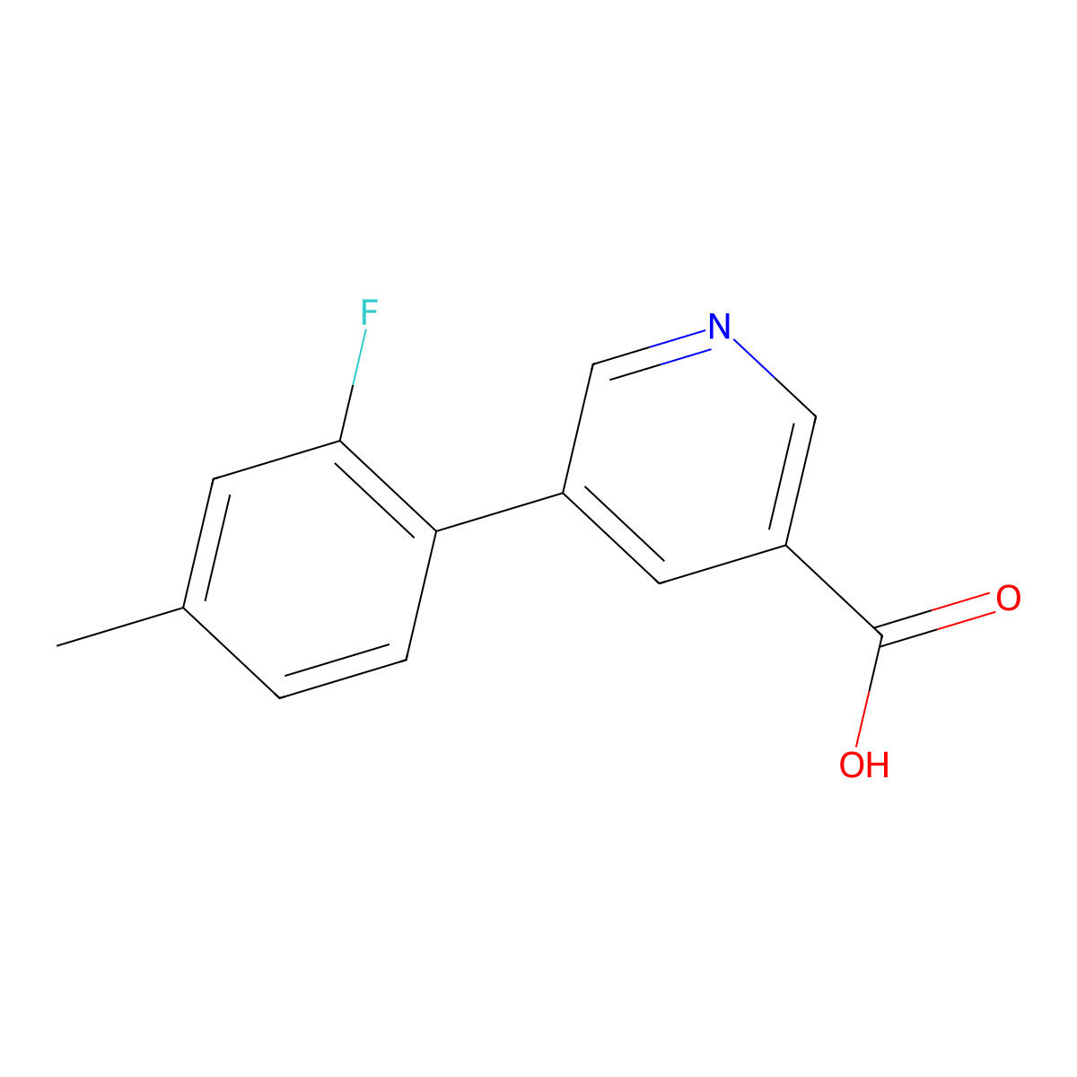 5-(2-Fluoro-4-methylphenyl)nicotinic acid molecular structure, CAS 1225462-73-6