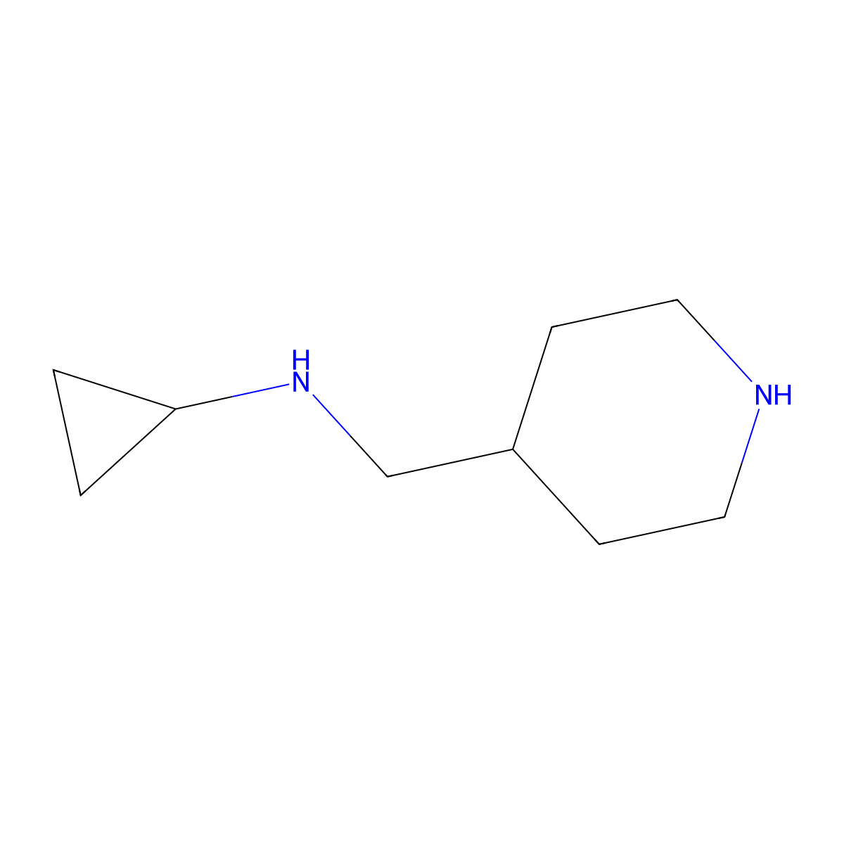 N-[(Piperidin-4-yl)methyl]cyclopropanamine molecular structure, CAS 1225472-72-9