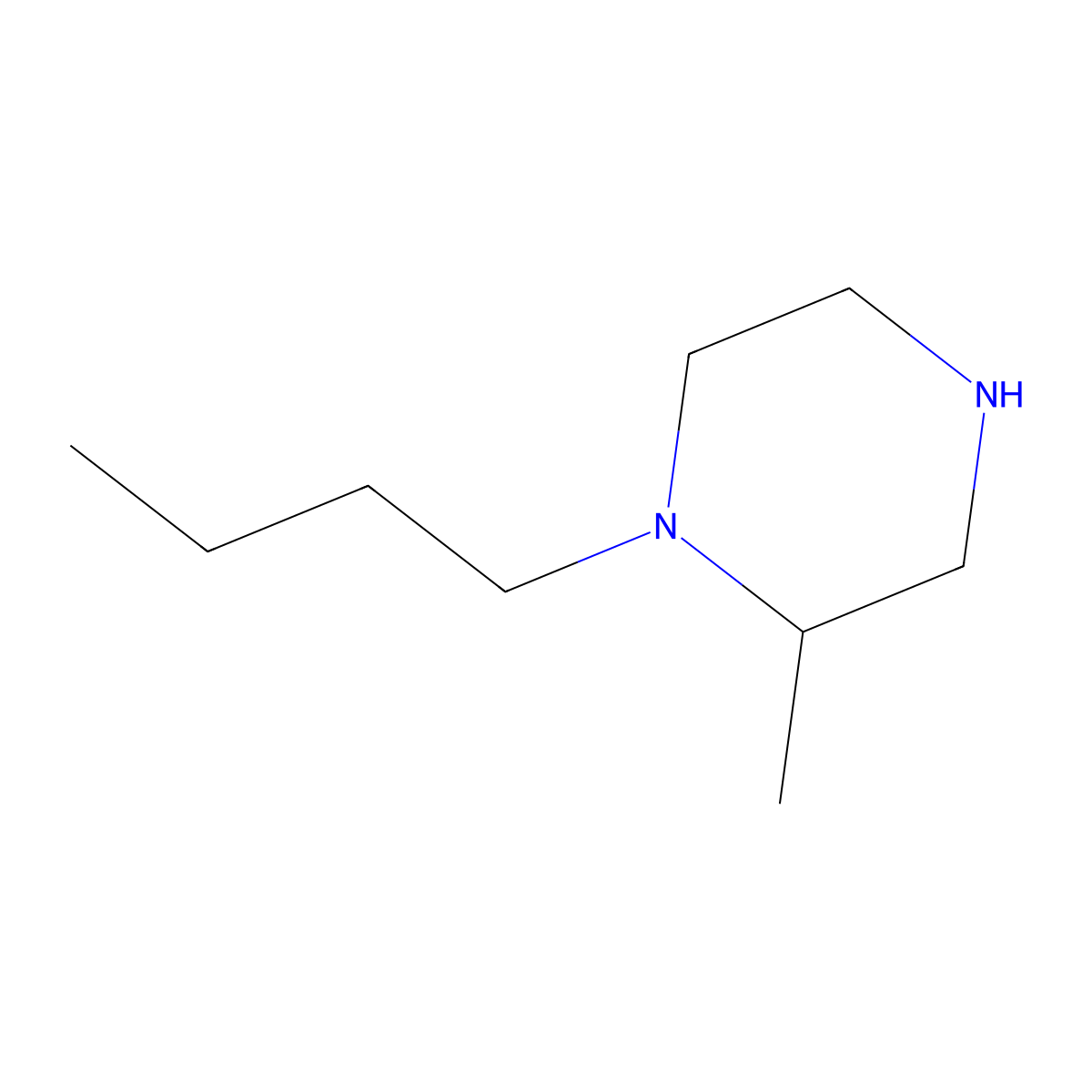 1-Butyl-2-methylpiperazine molecular structure, CAS 1225472-96-7