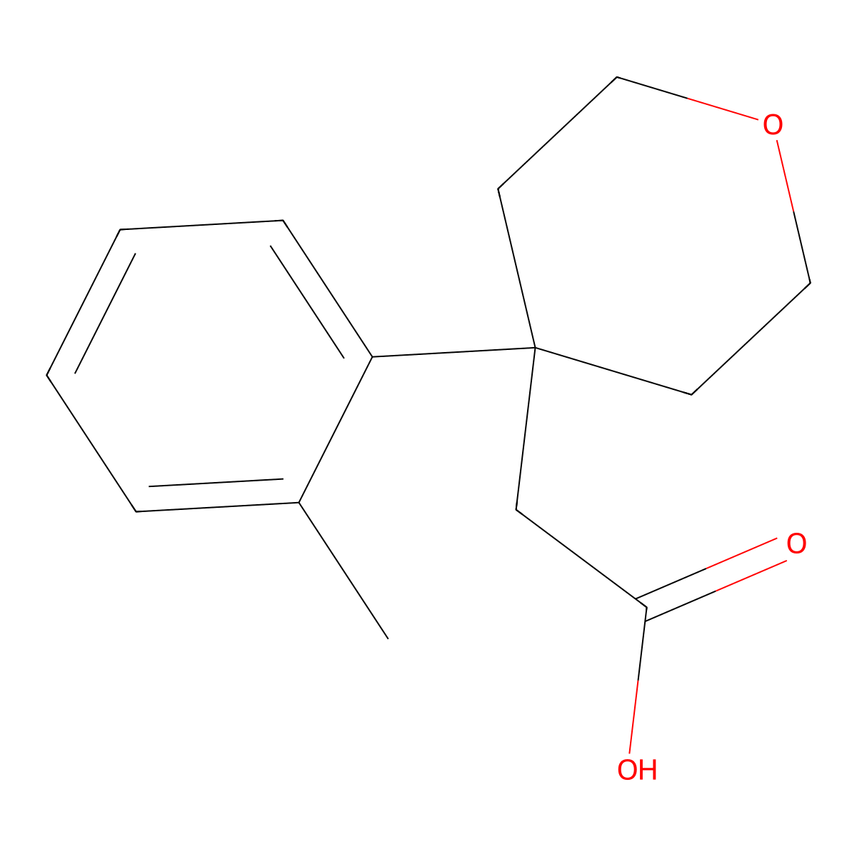 2-(4-o-Tolyl-tetrahydro-2H-pyran-4-yl)acetic acid molecular structure, CAS 1225474-53-2