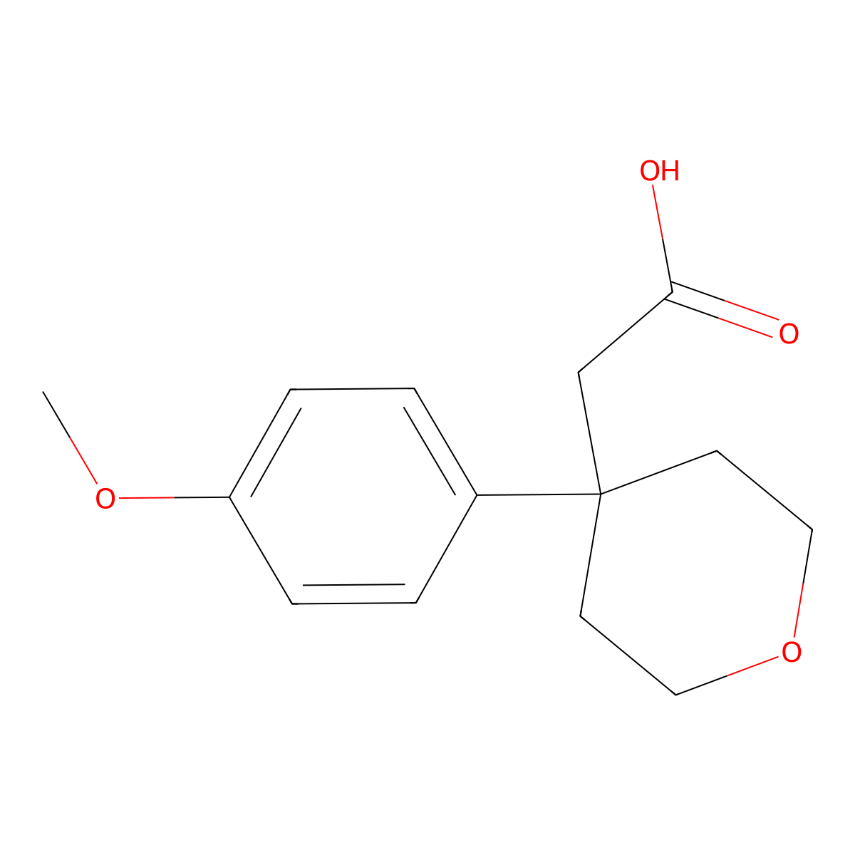 2-[4-(4-Methoxyphenyl)-tetrahydro-2H-pyran-4-yl]acetic acid molecular structure, CAS 1225481-64-0