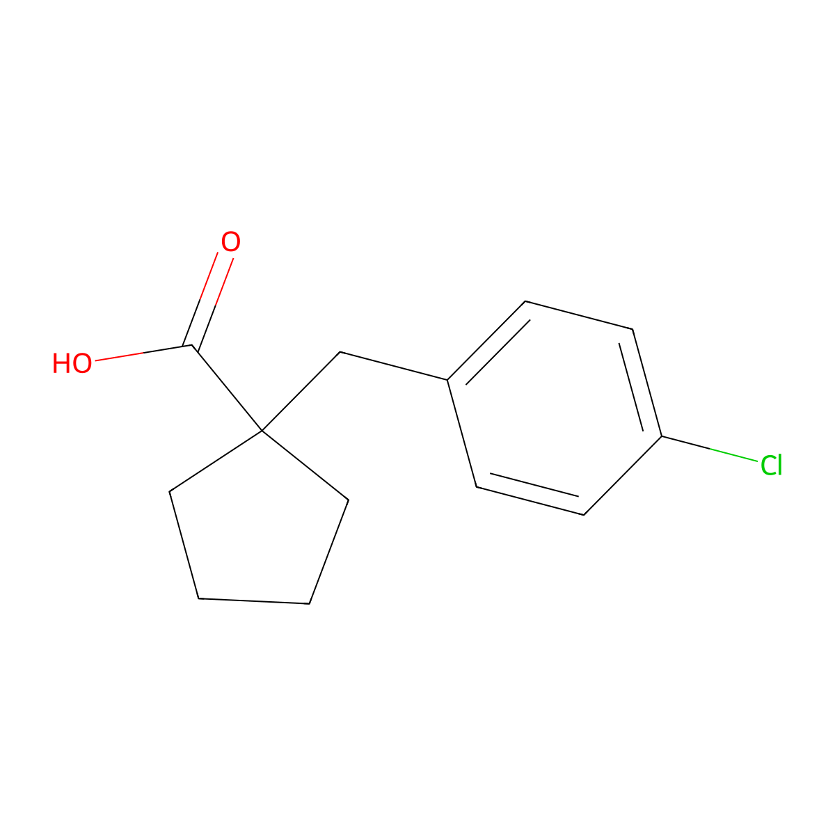 1-[(4-Chlorophenyl)methyl]cyclopentane-1-carboxylic acid molecular structure, CAS 1225482-69-8