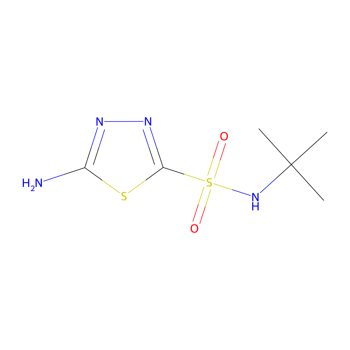 5-amino-N-tert-butyl-1,3,4-thiadiazole-2-sulfonamide molecular structure, CAS 1225484-47-8