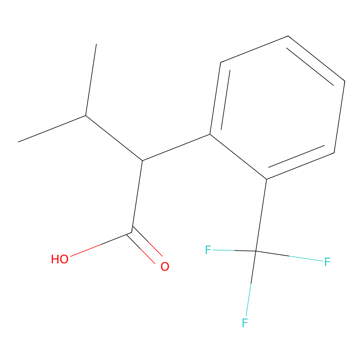 3-Methyl-2-(2-(trifluoromethyl)phenyl)butanoic acid molecular structure, CAS 1225487-35-3