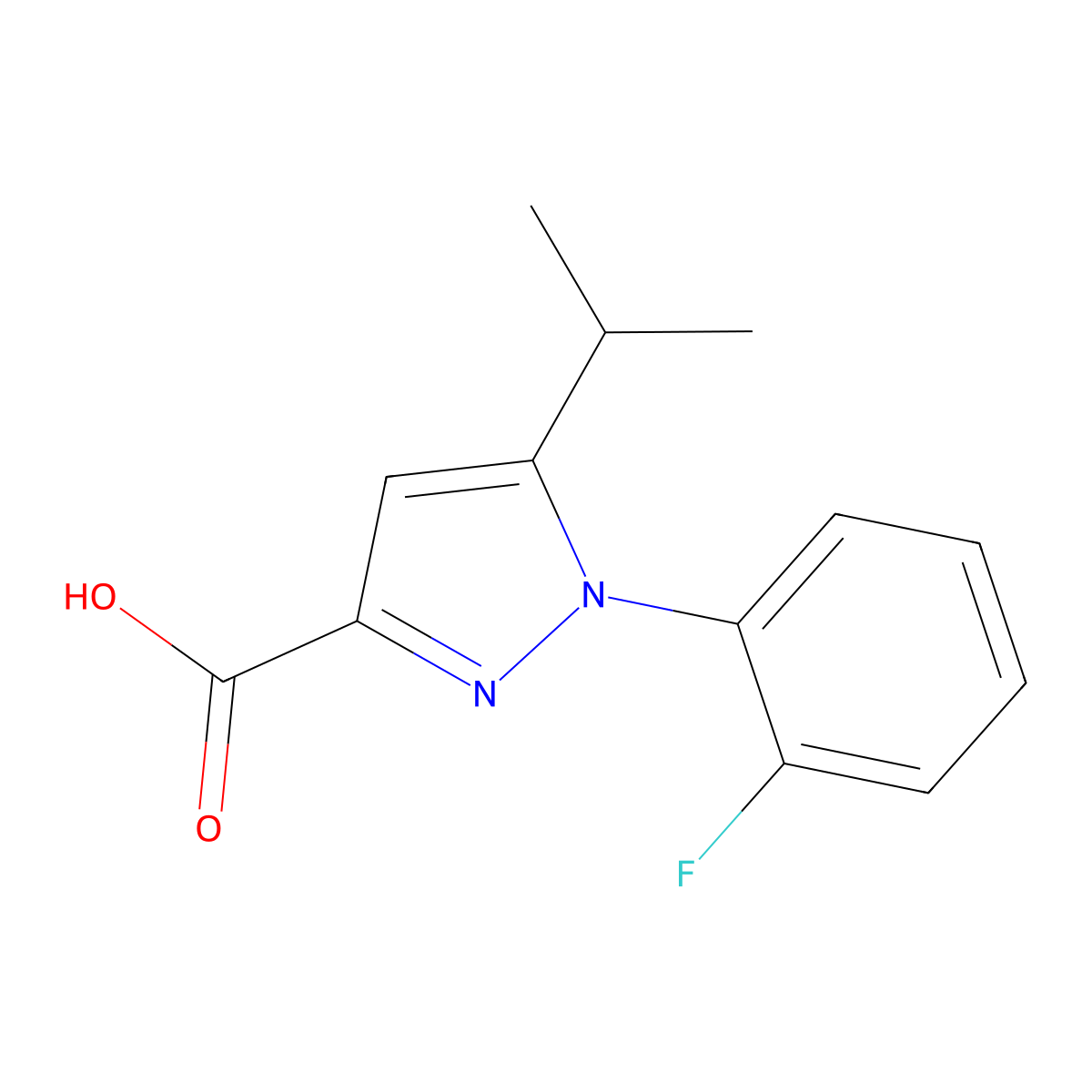 1-(2-fluorophenyl)-5-(propan-2-yl)-1H-pyrazole-3-carboxylic acid molecular structure, CAS 1225487-61-5