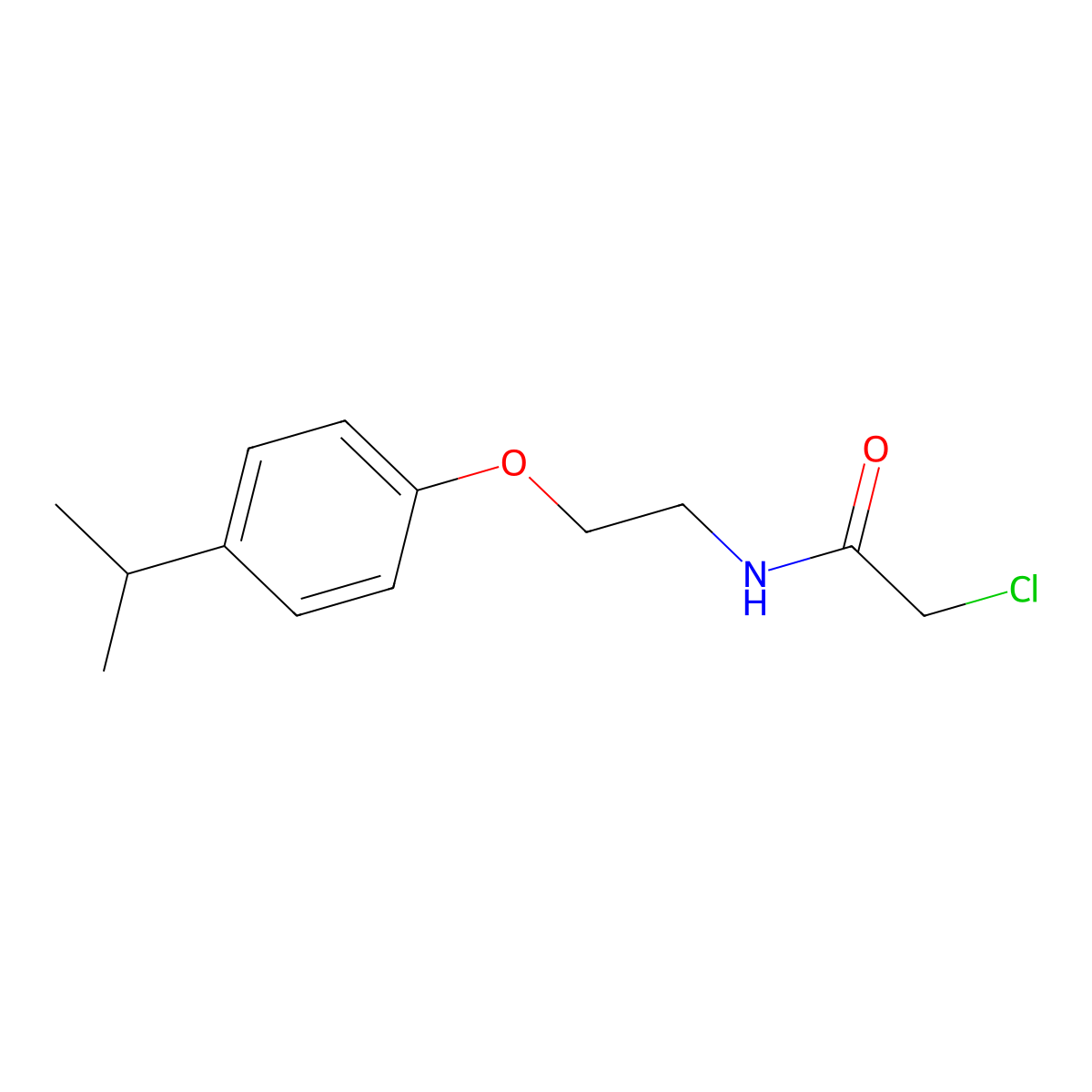 2-chloro-N-{2-[4-(propan-2-yl)phenoxy]ethyl}acetamide molecular structure, CAS 1225489-07-5