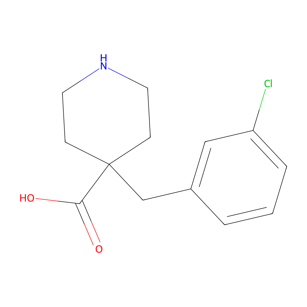 4-[(3-Chlorophenyl)methyl]piperidine-4-carboxylic acid molecular structure, CAS 1225490-16-3