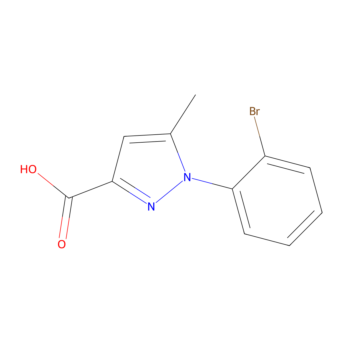 1-(2-bromophenyl)-5-methyl-1H-pyrazole-3-carboxylic acid molecular structure, CAS 1225500-48-0